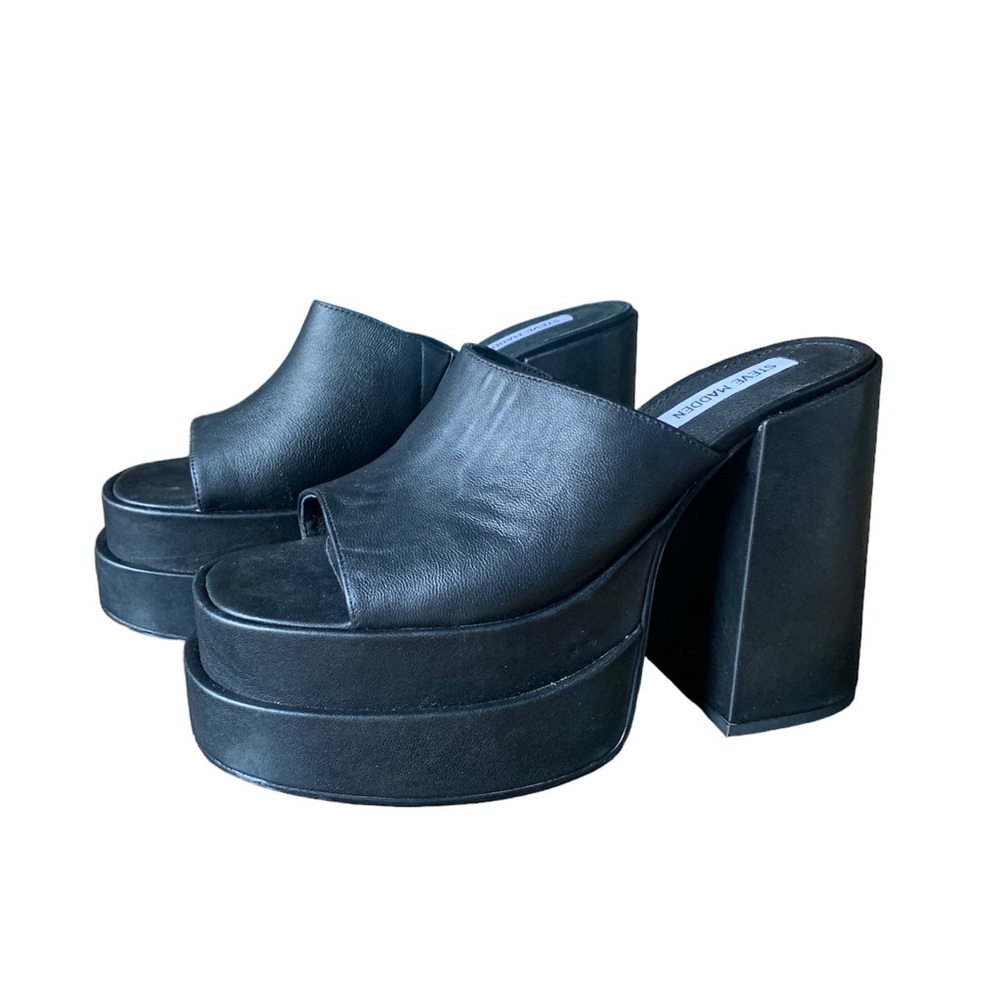 Steve Madden Black Platform Chunky Sandals Size 9.5